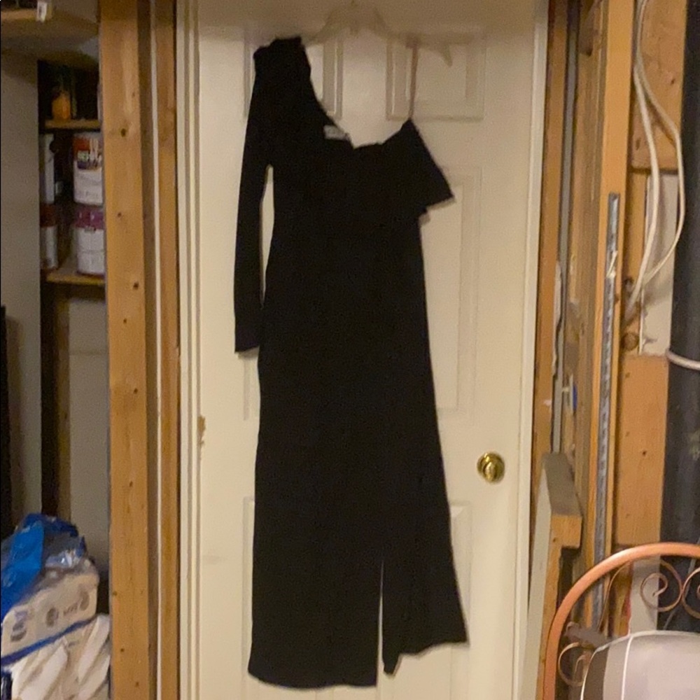 Fame and Partners Ruffle Black Jumpsuit Size 10